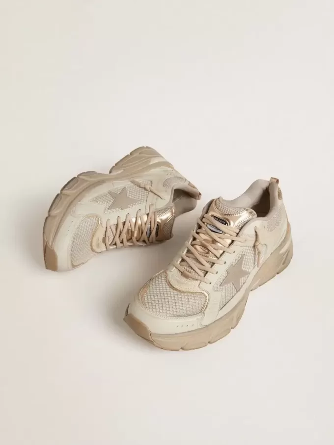 Lightstar voor heren in duifgrijs leer en mesh met beige TPU-ster