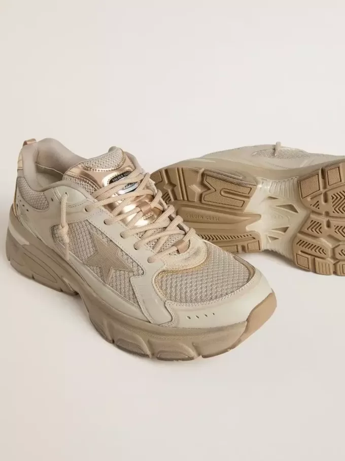 Lightstar voor heren in duifgrijs leer en mesh met beige TPU-ster
