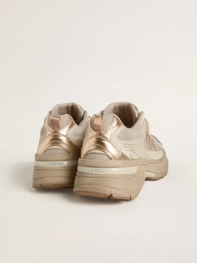 Lightstar voor heren in duifgrijs leer en mesh met beige TPU-ster