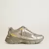 Lightstar voor heren van metallic leer en zilverkleurig mesh met grijze ster
