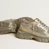 Lightstar voor heren van metallic leer en zilverkleurig mesh met grijze ster