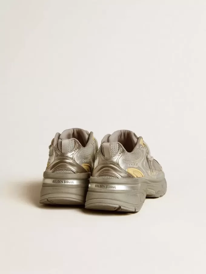 Lightstar voor heren van metallic leer en zilverkleurig mesh met grijze ster