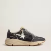 Loopzool van blauw nylon met witte gestempelde ster