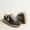 Loopzool van blauw nylon met witte gestempelde ster