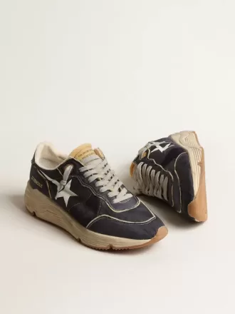 Loopzool van blauw nylon met witte gestempelde ster