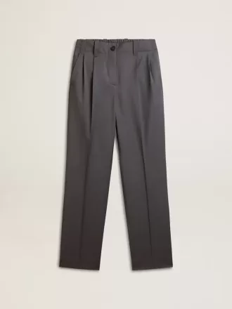Losse damesbroek van babyblauwe wol