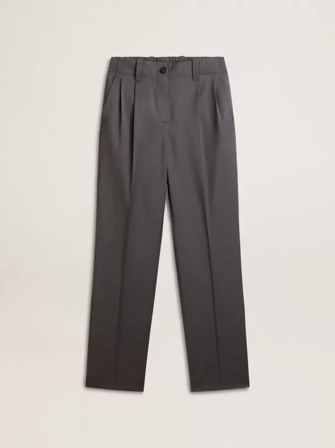 Losse damesbroek van babyblauwe wol