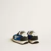 Marathon Junior in blauw nylon met bedrukte ster en leren hielstuk