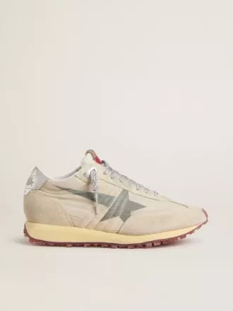 Marathon voor dames met beige nylon bovenwerk en grijze ster
