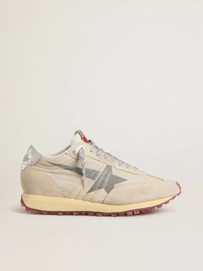 Marathon voor dames met beige nylon bovenwerk en grijze ster