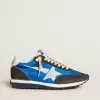 Marathon voor dames met blauw nylon bovenwerk en witte ster