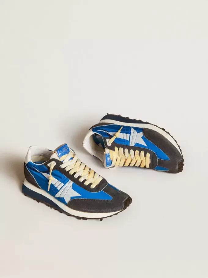 Marathon voor dames met blauw nylon bovenwerk en witte ster