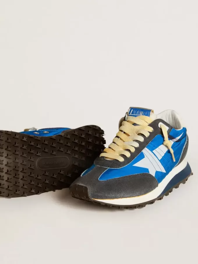 Marathon voor dames met blauw nylon bovenwerk en witte ster