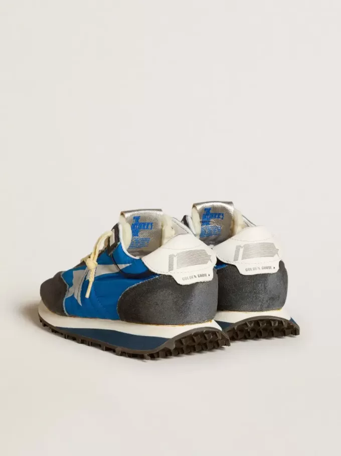 Marathon voor dames met blauw nylon bovenwerk en witte ster