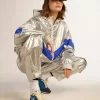 Marathon voor dames met blauw nylon bovenwerk en witte ster