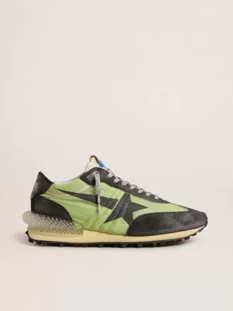 Marathon voor dames met groen nylon bovenwerk en zwarte ster