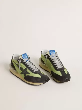 Marathon voor dames met groen nylon bovenwerk en zwarte ster