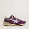 Marathon voor dames met paars nylon bovenwerk en witte ster