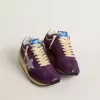 Marathon voor dames met paars nylon bovenwerk en witte ster