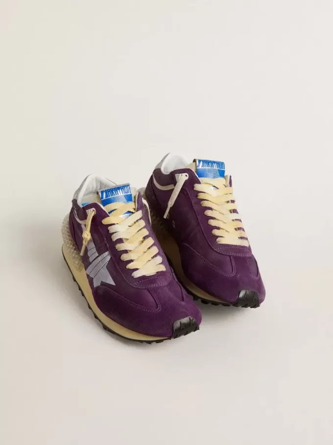 Marathon voor dames met paars nylon bovenwerk en witte ster