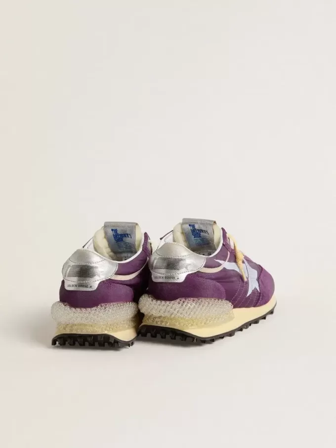 Marathon voor dames met paars nylon bovenwerk en witte ster