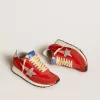 Marathon voor dames met rood nylon bovenwerk en zilveren ster