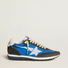 Marathon voor heren met blauw nylon bovenwerk en witte ster