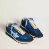 Marathon voor heren met blauw nylon bovenwerk en witte ster