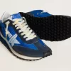 Marathon voor heren met blauw nylon bovenwerk en witte ster