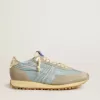Marathon voor heren met lichtblauw nylon bovenwerk en pastelblauwe ster