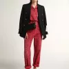 Margaret platte sandalen voor dames in zwart met hars gecoat leer