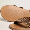 Margaret platte sandalen voor dames van ponyhuid met luipaardprint