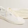 Matchstar in wit leer met zilveren glitter hielstuk