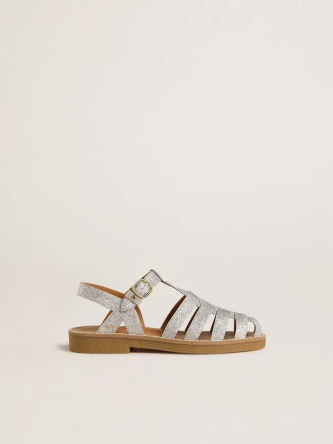 Maxime Junior sandalen in zilver met microglitter