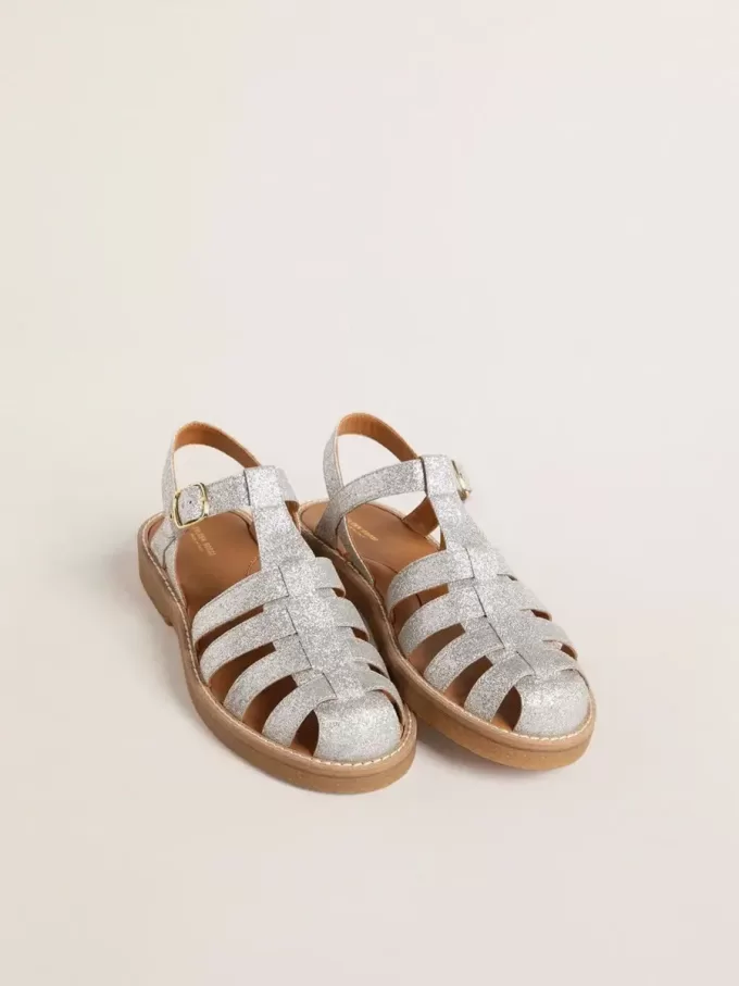 Maxime Junior sandalen in zilver met microglitter
