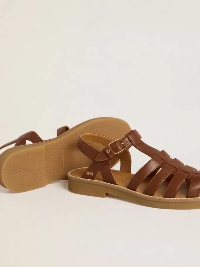 Maxime Young sandalen in bruin leer