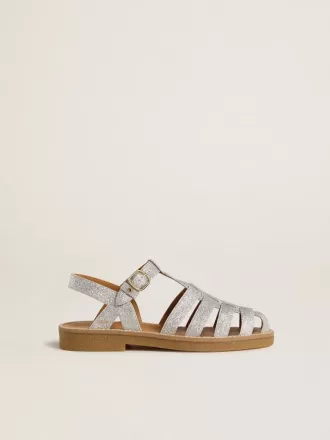 Maxime Young sandalen in zilver met microglitters