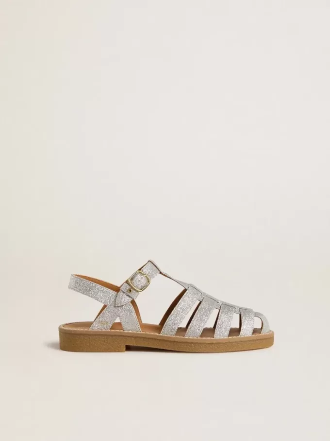 Maxime Young sandalen in zilver met microglitters