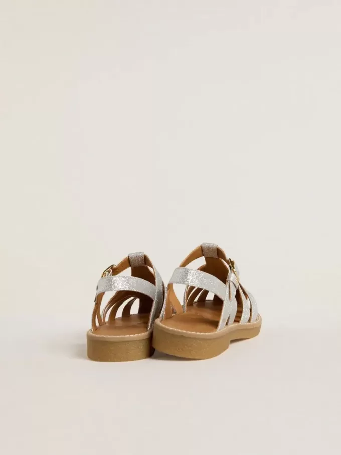 Maxime Young sandalen in zilver met microglitters