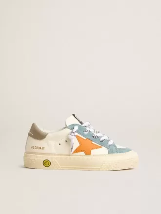 May Teen in nappa met oranje leren ster en blauwe suède inzetstukken