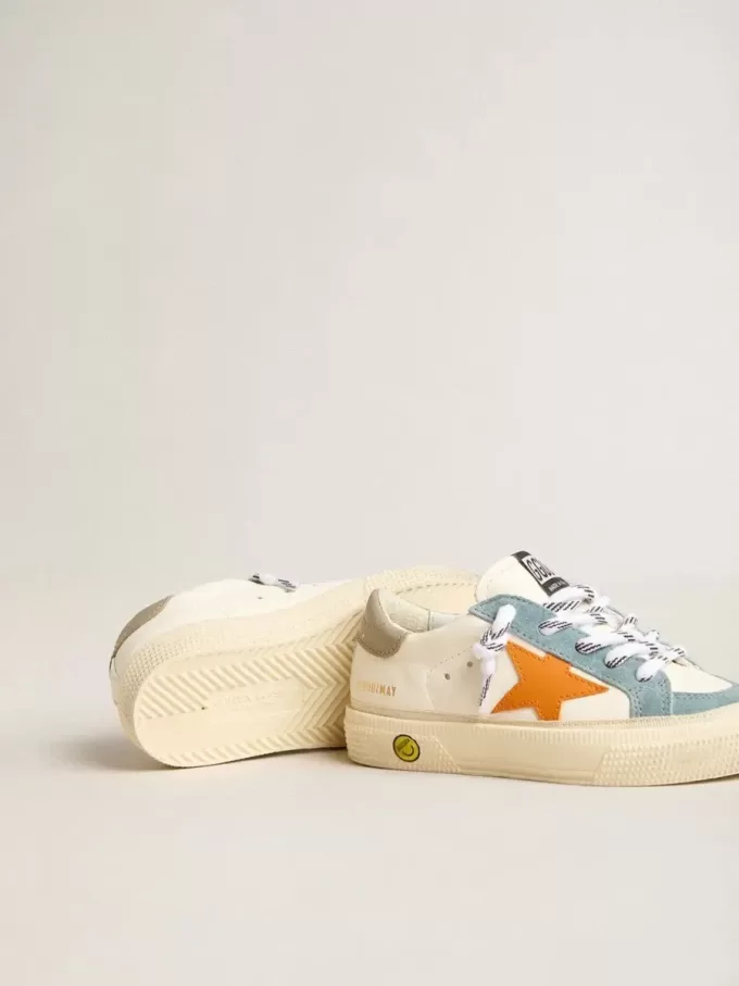 May Teen in nappa met oranje leren ster en blauwe suède inzetstukken