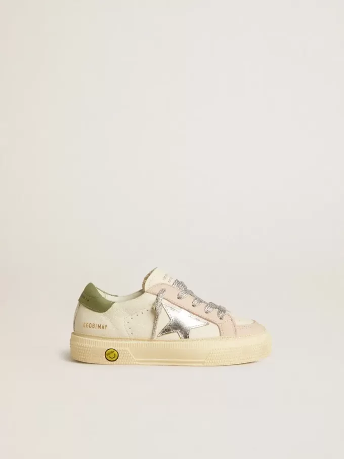 May Teen in nappa met zilveren ster en olijfgroene hielband