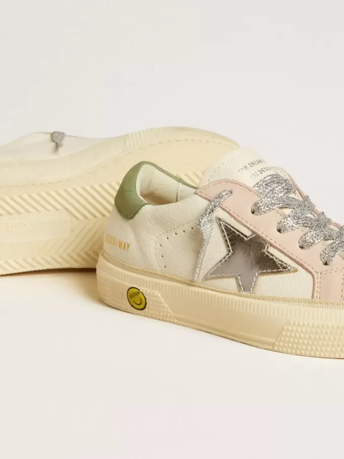 May Teen in nappa met zilveren ster en olijfgroene hielband