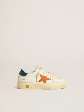 May Teen in nubuck met oranje ster en blauwe hielband