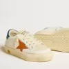 May Teen in nubuck met oranje ster en blauwe hielband
