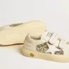 May Teen in wit leer en goudglitter met witte leren ster