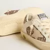 May Teen in wit leer en roségoud glitter met beige suède ster