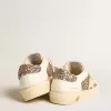 May Teen in wit leer en roségoud glitter met beige suède ster