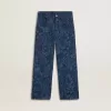 Medium wash wijde jeans voor meisjes met print