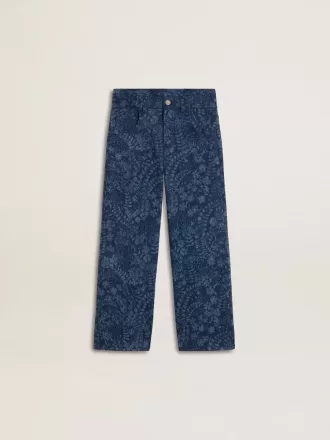 Medium wash wijde jeans voor meisjes met print
